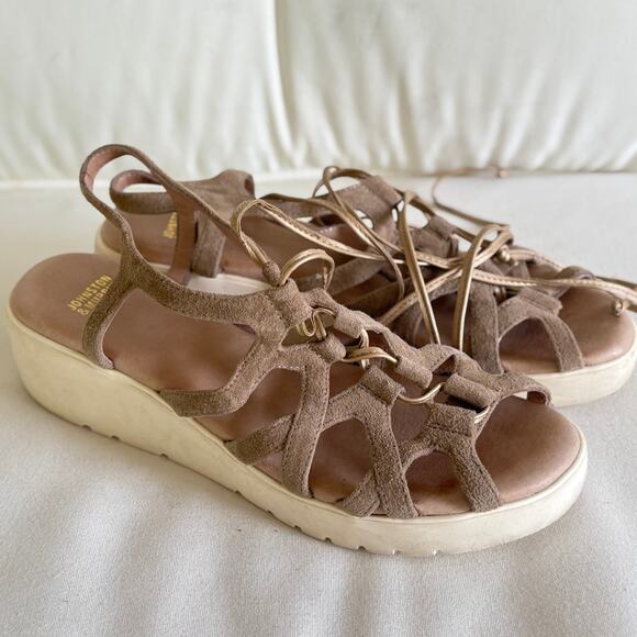 Johnston & Murphy Strappy Sandals 7 Tan Beige Platform 90s Y2K - Picture 2 of 7